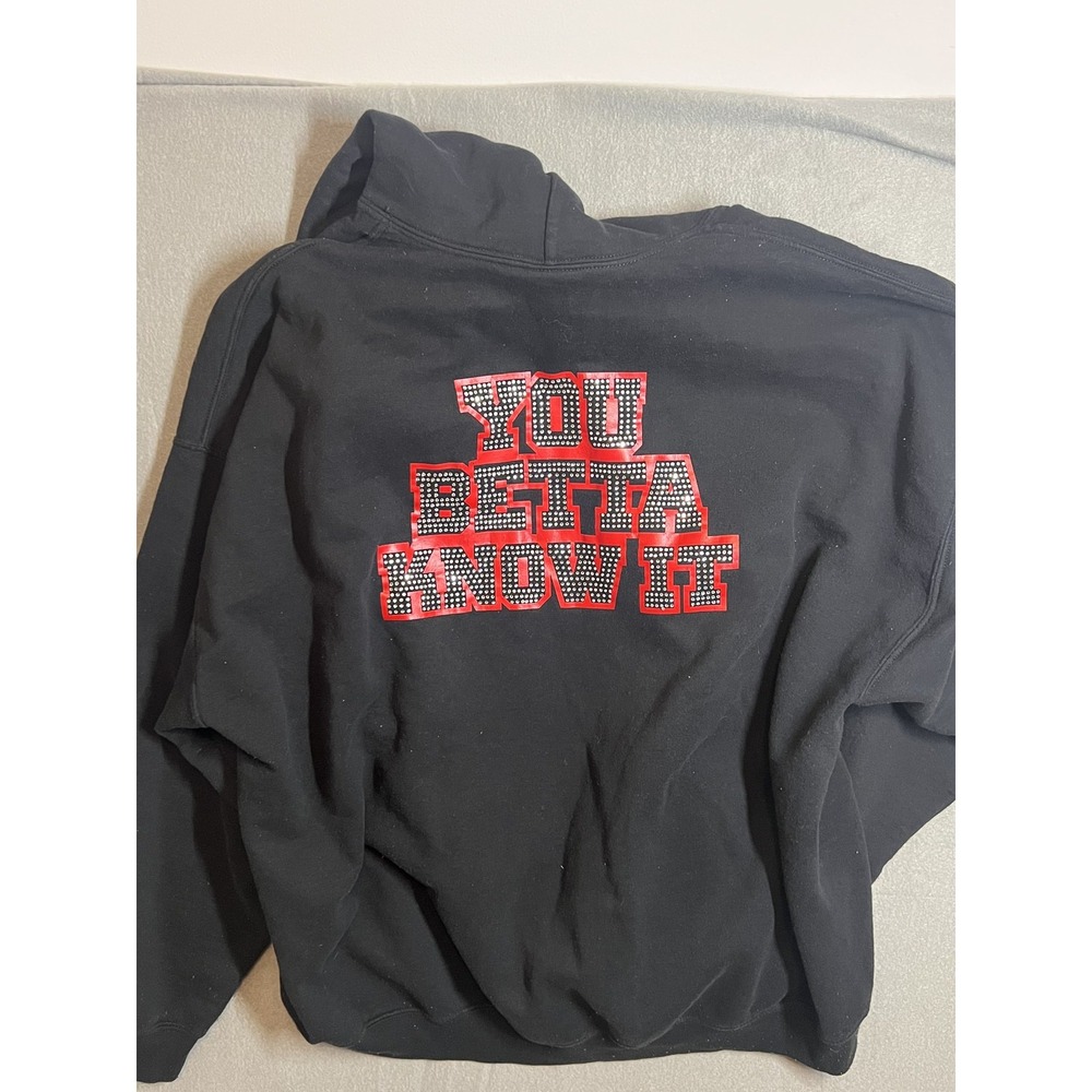Gildan Capricorn Zodiac Hoodie Unisex 3XL Black Red Rhinestone Heavy Blend - Picture 4 of 4